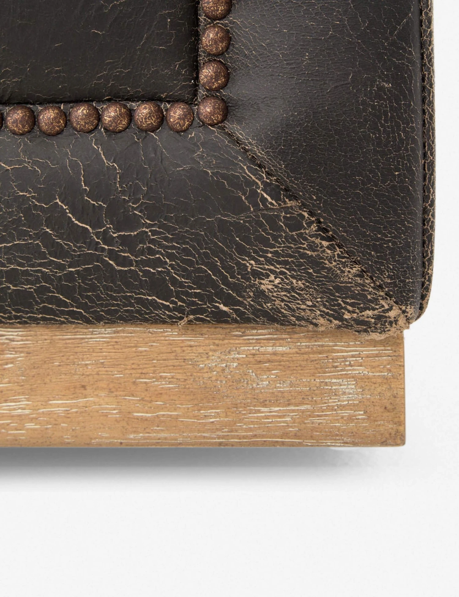 Afia Leather Sofa, Distressed Black - Image 6