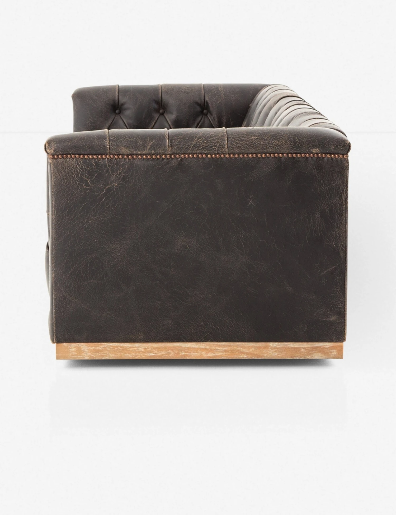 Afia Leather Sofa, Distressed Black - Image 3